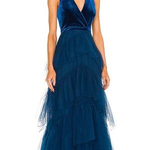BCBG MAXAZRIA Tiered Gown in Poseidon